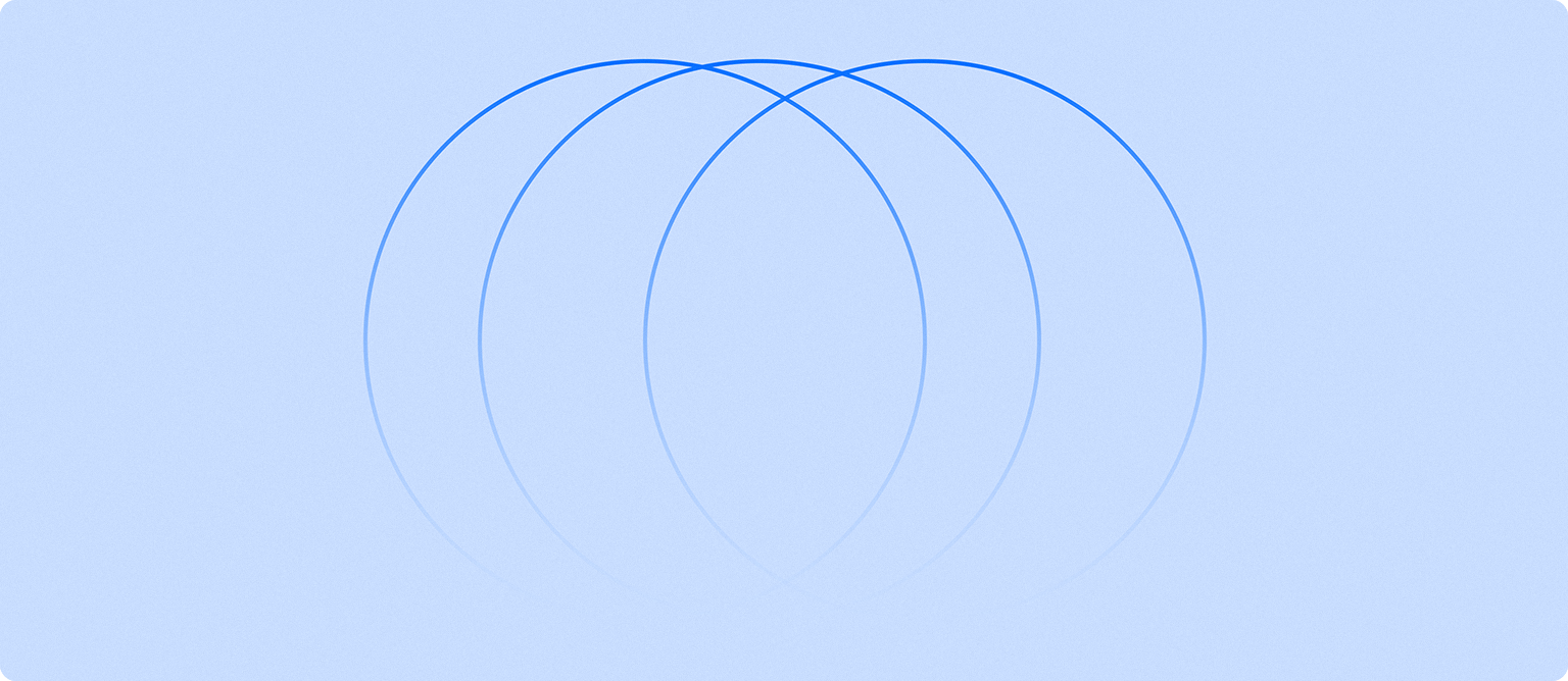 A sketch of three circles overlaying each other. The image is tinted in shades of blue.